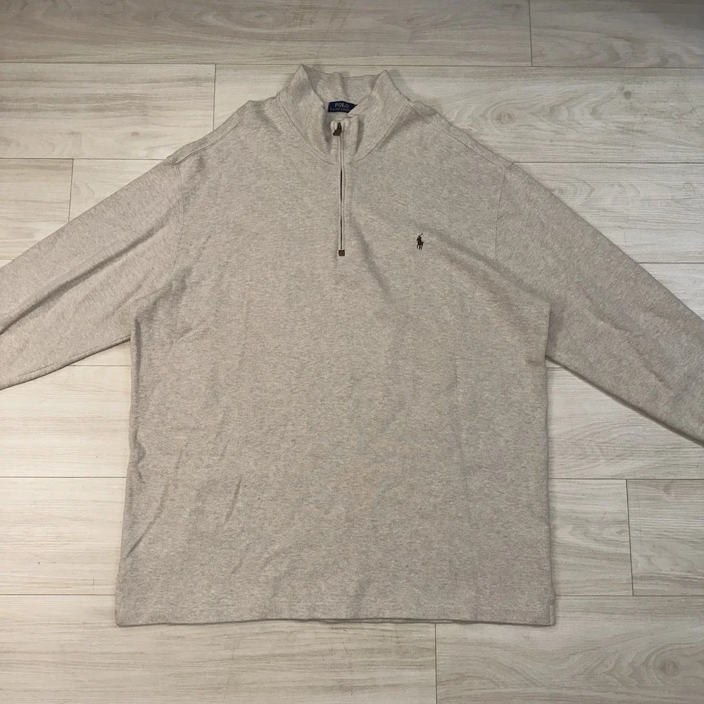 Polo Ralph Lauren Men's Quarter Zip Cream Sweater Size 3XLT Tall‎ Preppy Spring